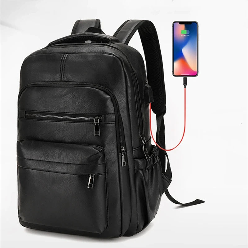 Mochila de cuero PU para ordenador portátil
