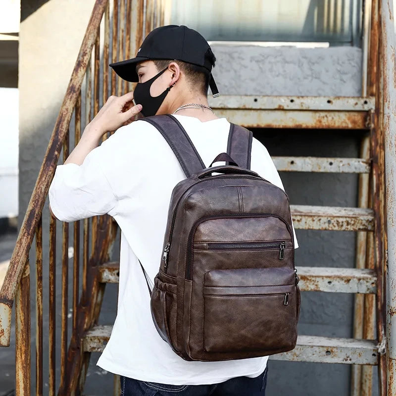 Mochila de cuero PU para ordenador portátil